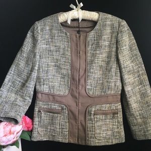 NWT Elie Tahari Brown Tweed Fitted Blazer - Sz 2
